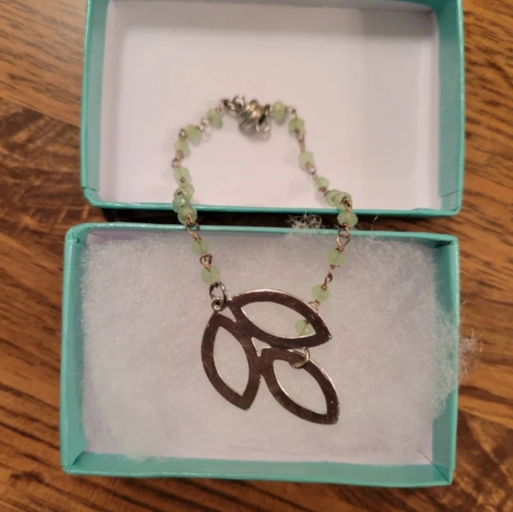silver leaf bracelet
